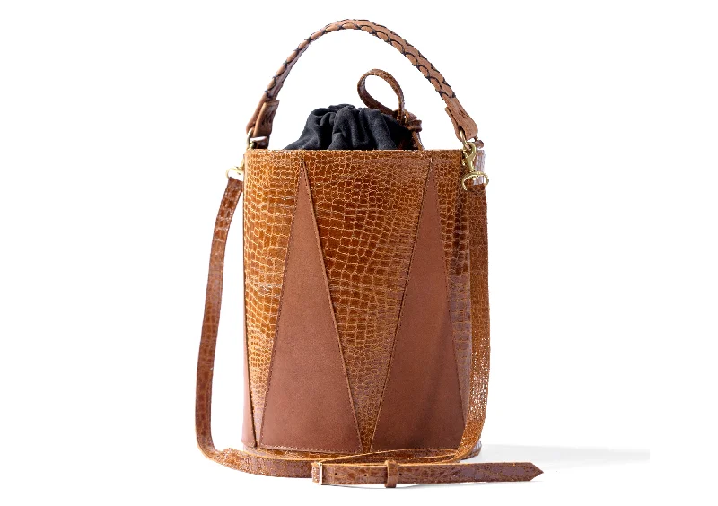 BROWN LEELY MIDI BUCKET BAG