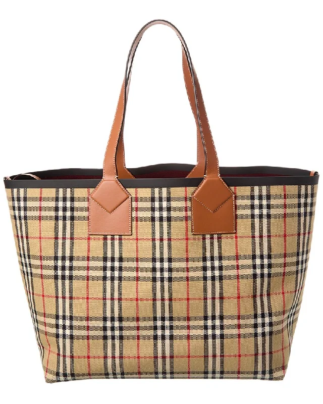 Burberry Check Canvas & Leather Tote