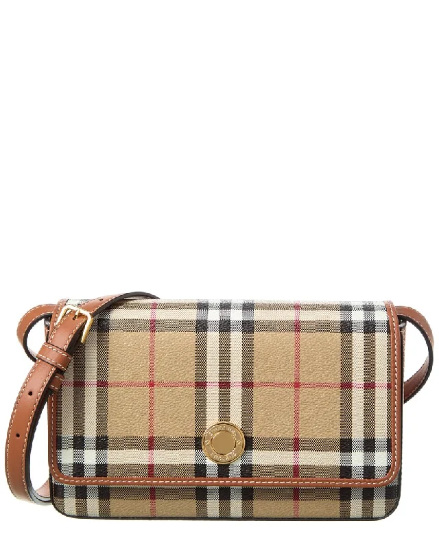 Burberry Hampshire E-Canvas & Leather Shoulder Bag