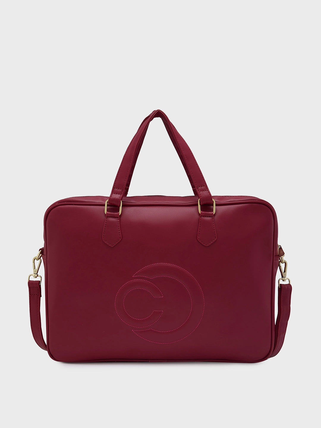 Caprese Dora Laptop Bag Large Solid Women'S Office Handbag Burgundy