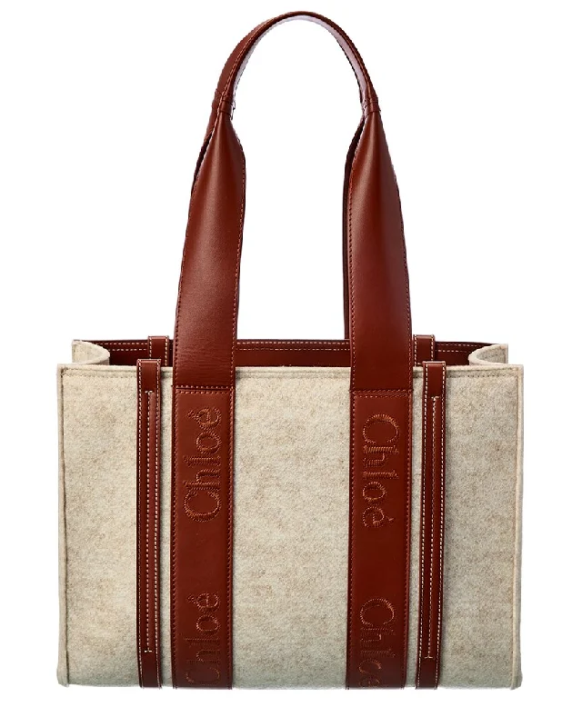 Chloé Woody Medium Felt & Leather Tote