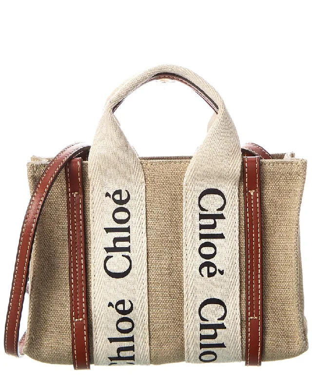 Chloé Woody Mini Canvas & Leather Tote