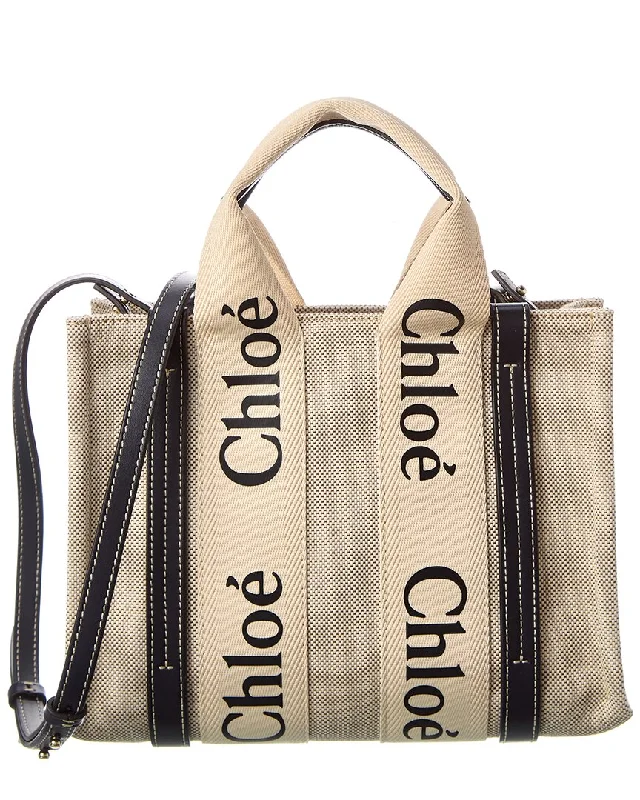 Chloé Woody Small Canvas & Leather Tote