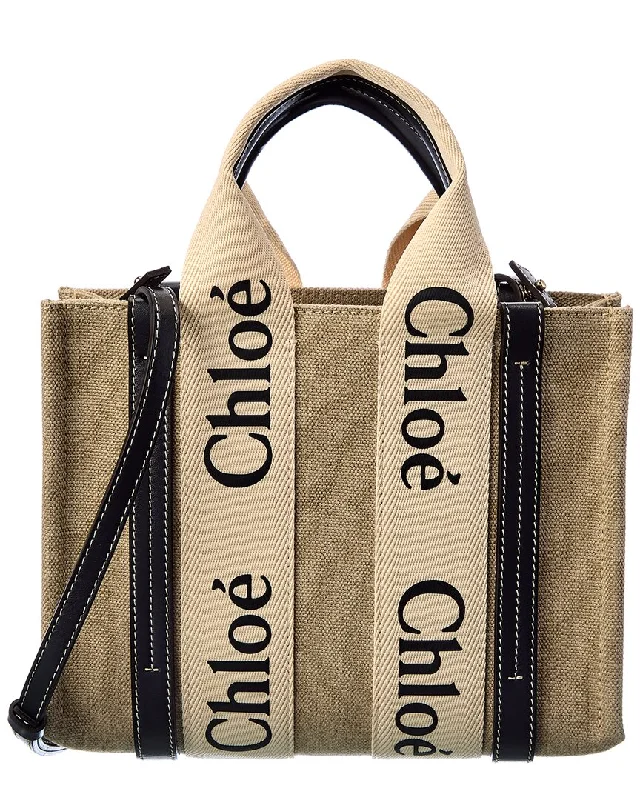 Chloé Woody Small Canvas & Leather Tote