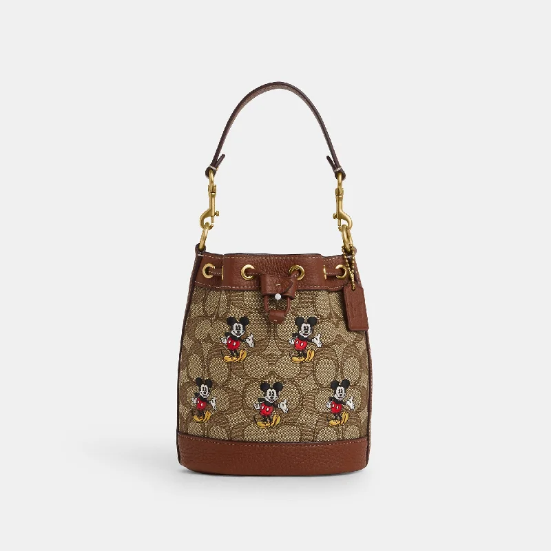 Coach Outlet Disney X Coach Mini Dempsey Bucket Bag In Signature Jacquard With Mickey Mouse Print