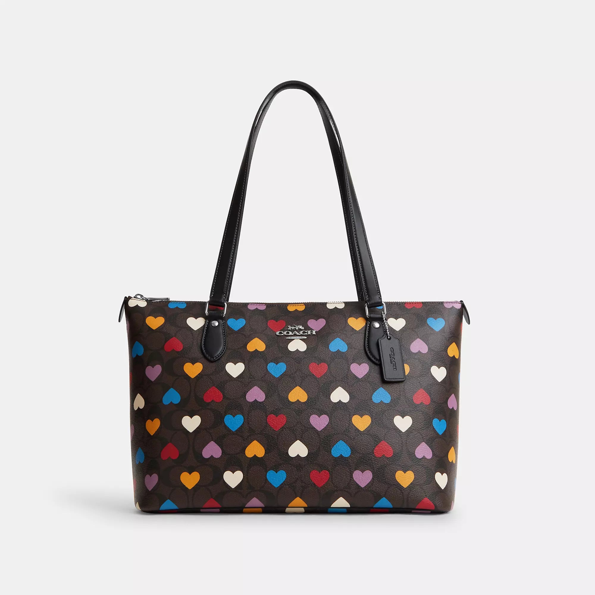 Coach Outlet Gallery Tote In Signature Canvas With Heart Print