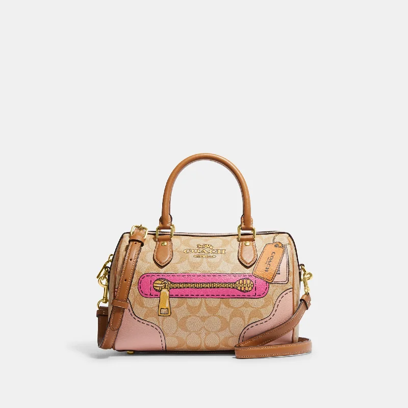 Coach Outlet Rowan Satchel In Signature Canvas With Trompe L'oeil Print