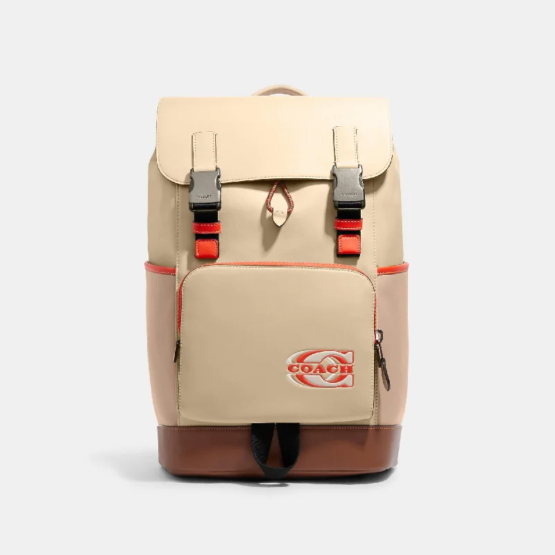 Coach Outlet Track Backpack In Colorblock With Coach Stamp