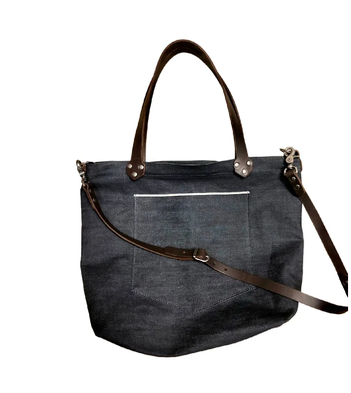 Denim zip tote