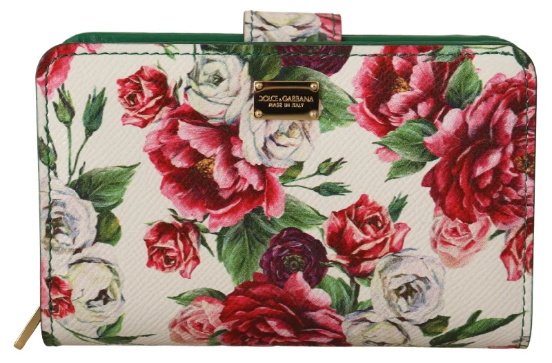 Dolce & Gabbana Floral Leather Bifold Continental Clutch Women's Wallet