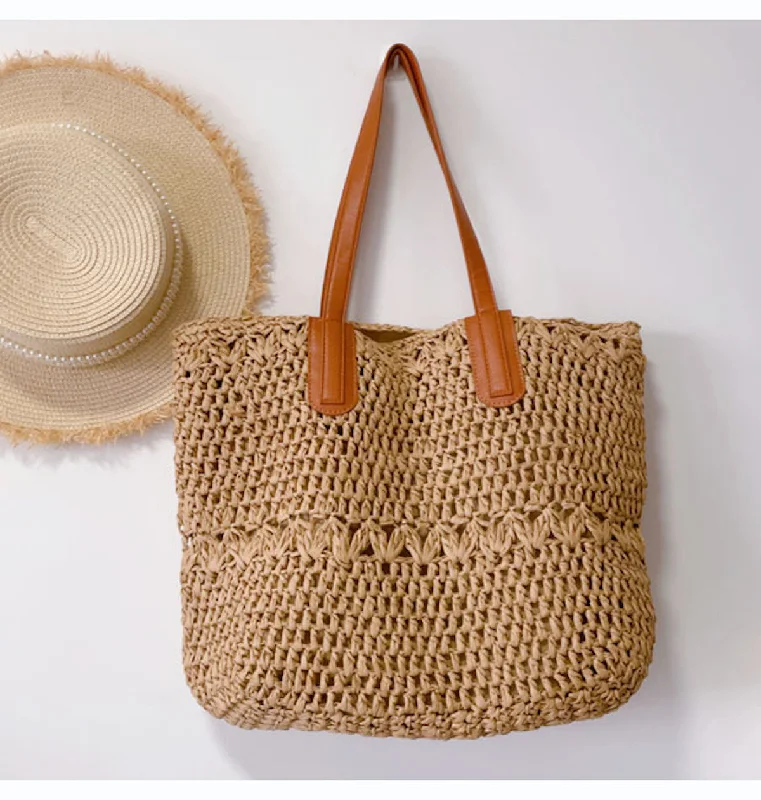 Elena Handbags Large Straw Woven Tote