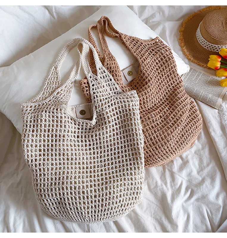 Elena Handbags Retro Cotton Knitted Tote Bag