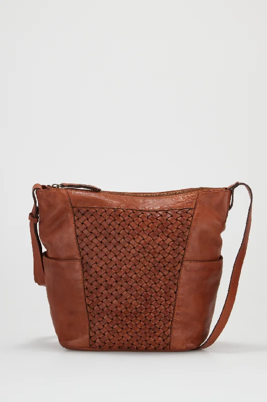 Palma Leather Weave Bucket Bag