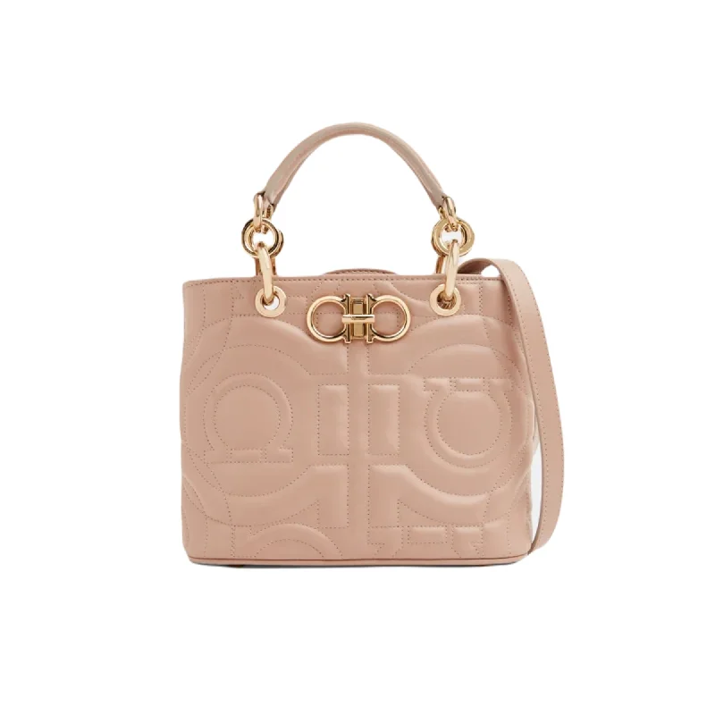 Ferragamo Quilted Gancini Top Handle Bag Beige