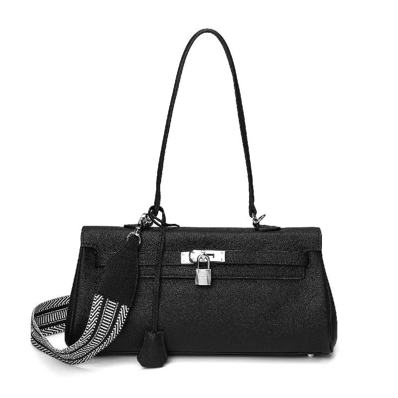 Full-Gain Leather East-West Shoulder Bag