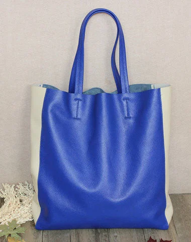 Genuine Leather Bag Handmade Color Block Tote Bag Shoulder Bag Handbag For Women