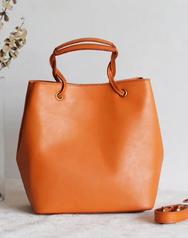 Handmade Leather handbag purse bucket bag for women shopper bag leather shoulder bag