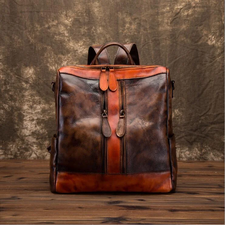 Ladies Full Grain Leather Backpack Purse Small Leather Rucksack