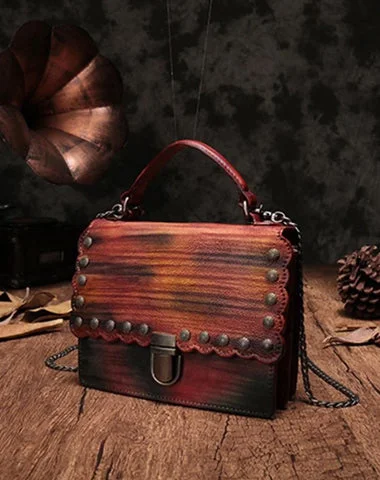 Vintage Womens Leather Handbags Purse Colorful Satchel Handbags Shoulder Crossbody Bags for Ladies