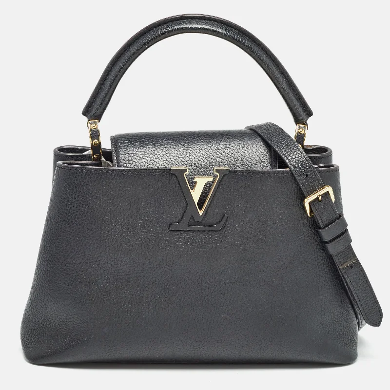 Louis Vuitton Black Taurillon Leather Capucines Pm Bag..