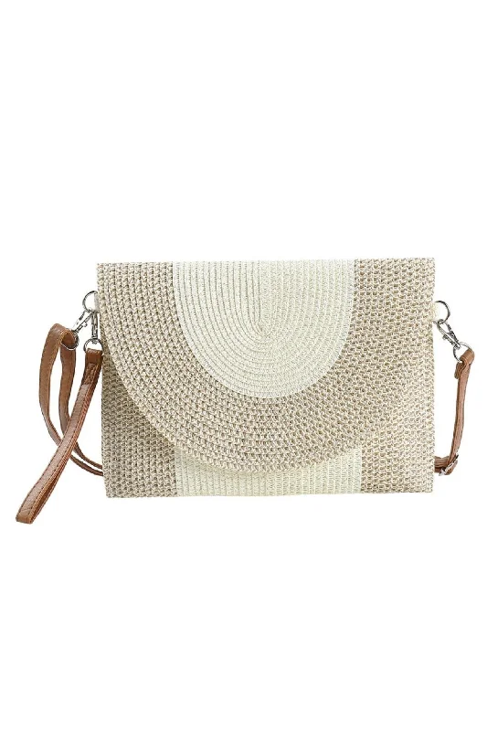 MB0213 Nora Two Tone Straw Crossbody/Clutch