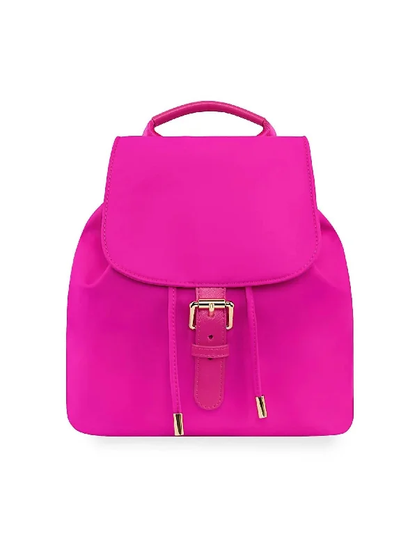 Nylon Flap Backpack In Fuchsia