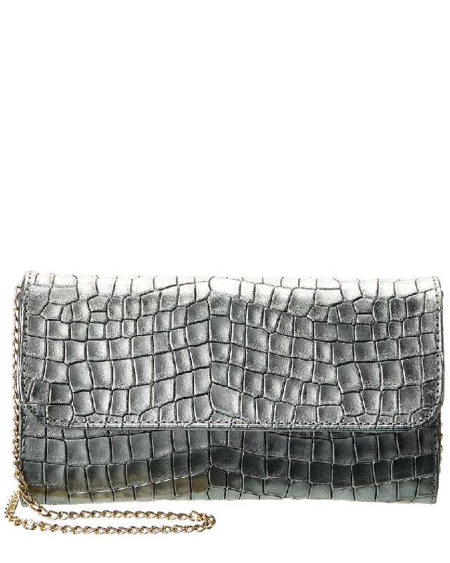 Persaman New York Alice Croc-Embossed Leather Clutch