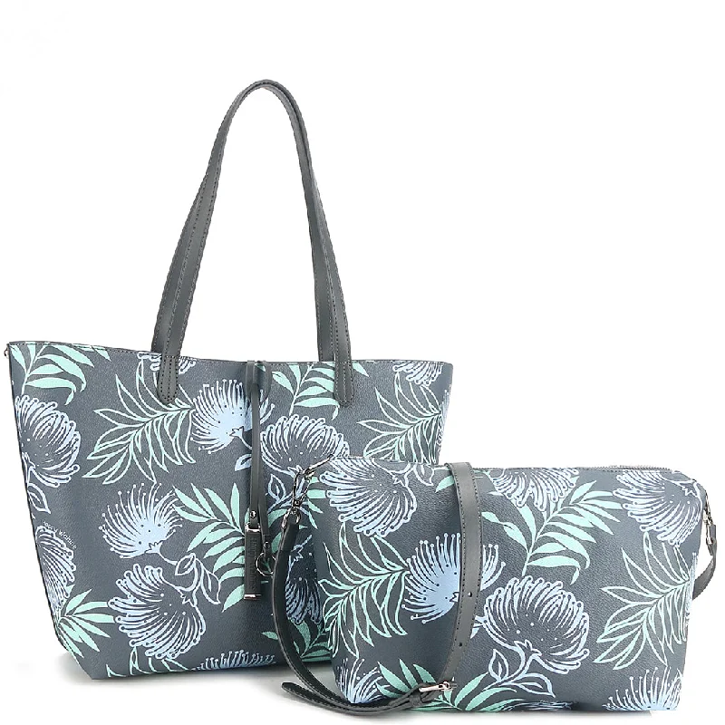 Reversible Tote Nancy Large Lehua Grey