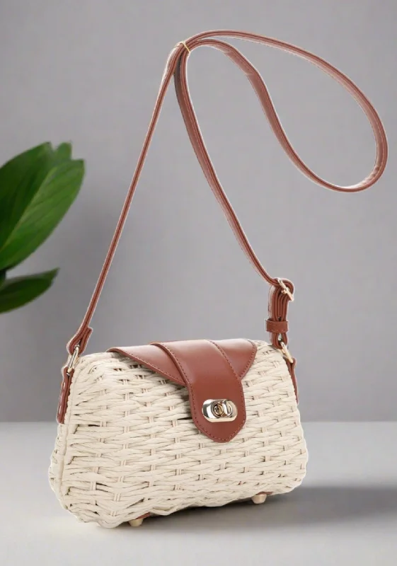 SW20569 Deandra Rattan Twist Lock Crossbody Bag