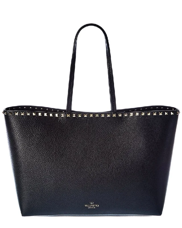 Valentino Rockstud Large Grainy Leather Shopper Tote