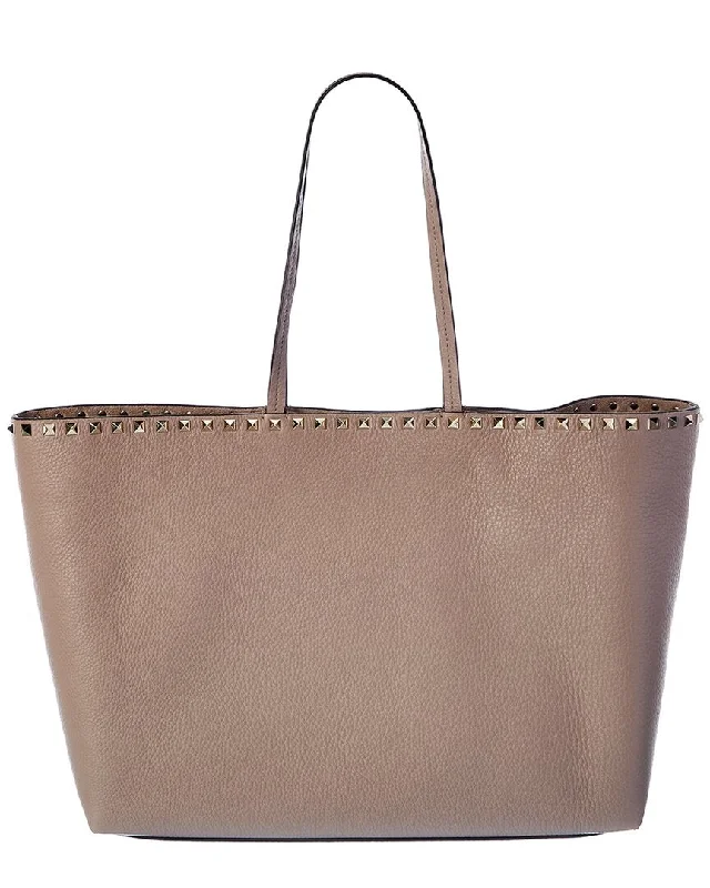 Valentino Rockstud Large Grainy Leather Shopper Tote