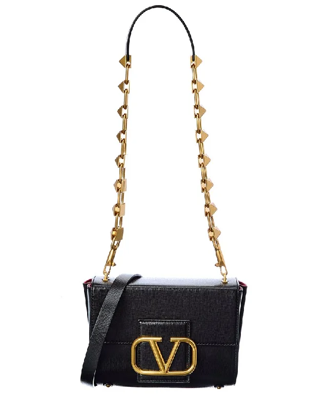 Valentino Stud Sign Leather Shoulder Bag