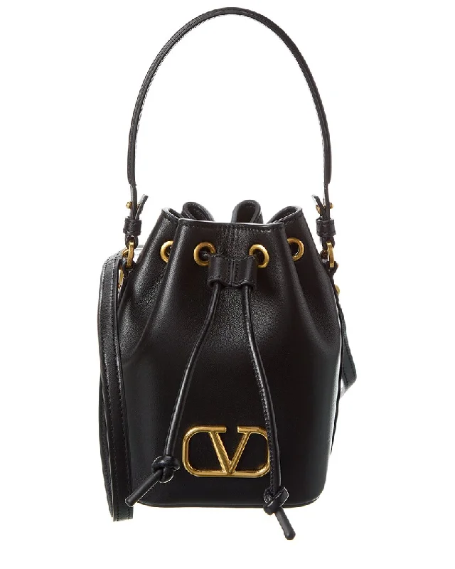 Valentino VLogo Signature Mini Leather Bucket Bag