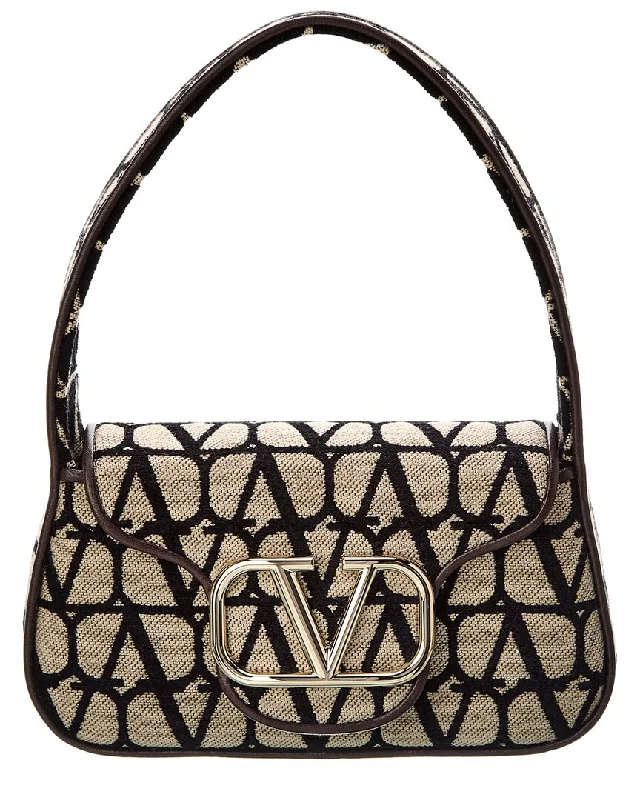 Valentino VLogo Small Toile Iconographe Canvas & Leather Shoulder Bag