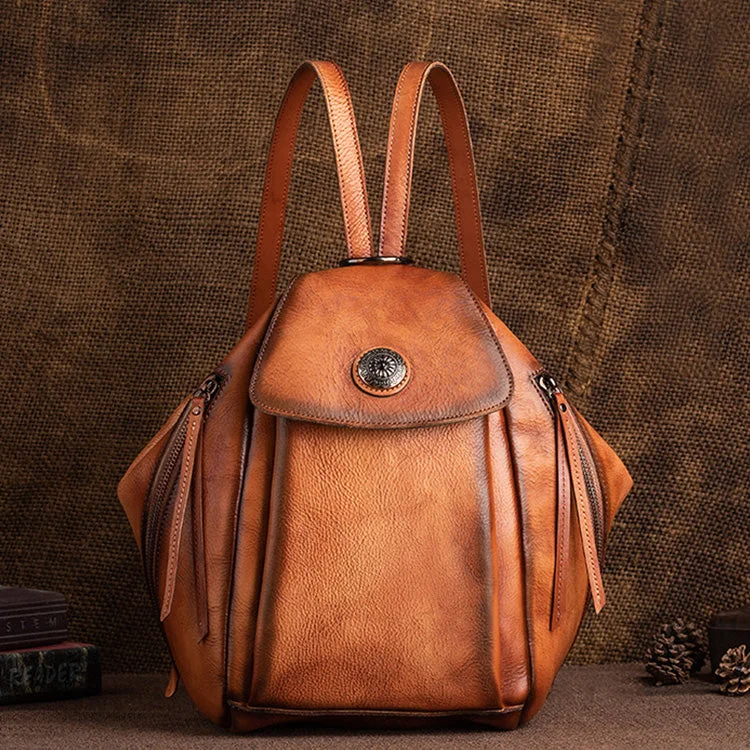 Vintage Womens Genuine Leather Rucksack Backpack Purse Handbags For Women