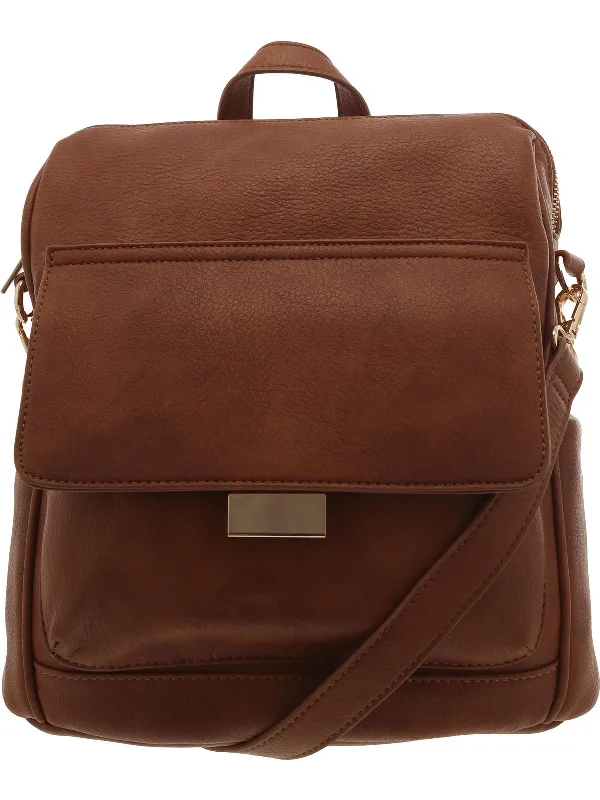 Womens Faux Leather Convertible Backpack