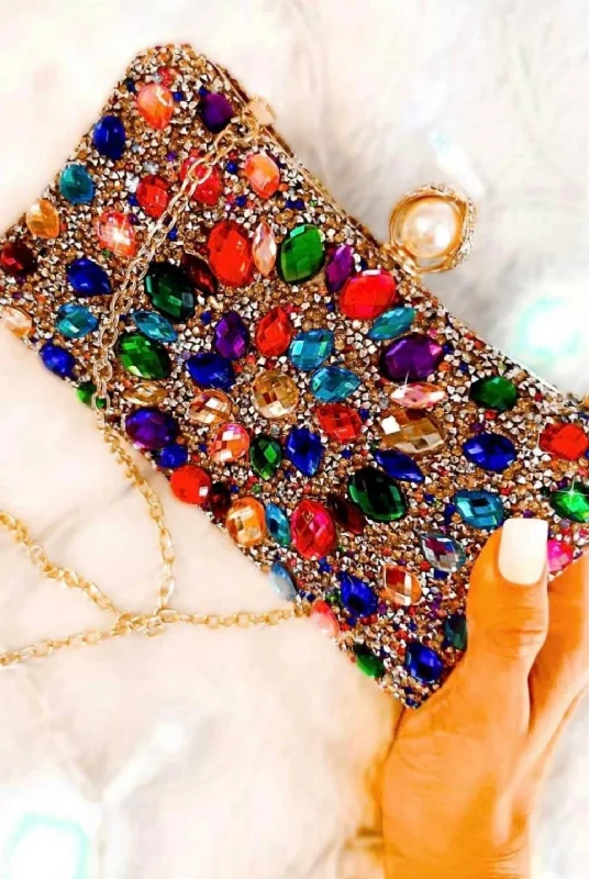 Women's Showstopper Bejeweled Clutch In Gold